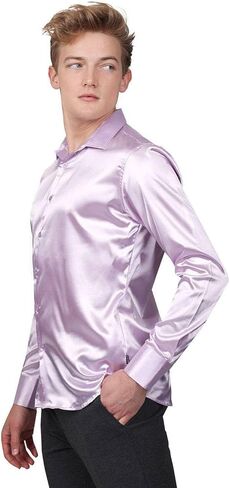 Barabas Men's Shiny Long Sleeve Button Down Metallic Shirts B312 in Kuwait