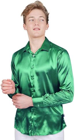 Barabas Men's Shiny Long Sleeve Button Down Metallic Shirts B312 in Saudi Arabia