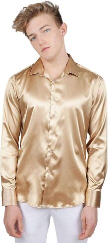 Barabas Men's Shiny Long Sleeve Button Down Metallic Shirts B312 in Saudi Arabia