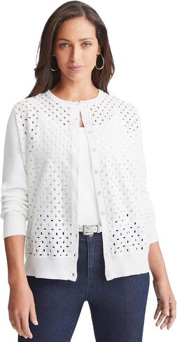 Jessica London Women's Plus Size Fine Gauge Eyelet Cardigan in Saudi Arabia