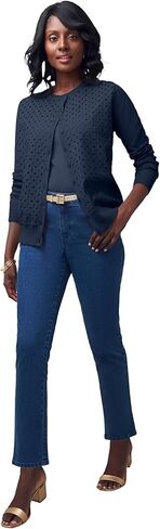 Jessica London Women's Plus Size Fine Gauge Eyelet Cardigan in Saudi Arabia