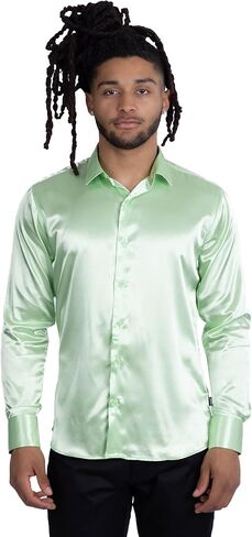 Barabas Men's Shiny Long Sleeve Button Down Metallic Shirts B312 in Saudi Arabia