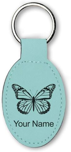 LaserGram Oval Keychain, Monarch Butterfly, Personalized Engraving Included (Dark Purple) in Saudi Arabia