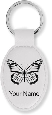 LaserGram Oval Keychain, Monarch Butterfly, Personalized Engraving Included (Dark Purple) in Saudi Arabia