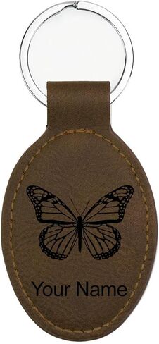 LaserGram Oval Keychain, Monarch Butterfly, Personalized Engraving Included (Dark Purple) in Saudi Arabia
