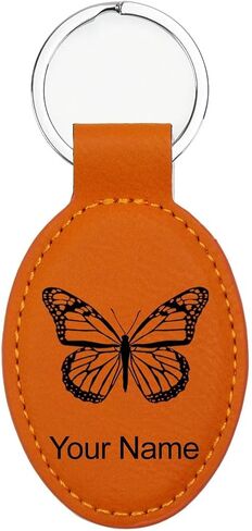 LaserGram Oval Keychain, Monarch Butterfly, Personalized Engraving Included (Dark Purple) in Saudi Arabia