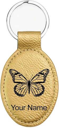 LaserGram Oval Keychain, Monarch Butterfly, Personalized Engraving Included (Dark Purple) in Saudi Arabia