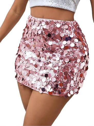Sequin Mini Skirt Sparkly Glitter Skirt for Women Sexy High Waist Bodycon Shiny Party Eve Outfit in Saudi Arabia