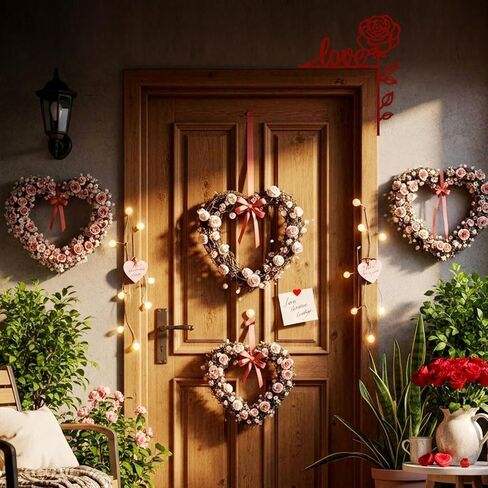 3 Pcs Valentine's Day Door Corner Sign Wooden Door Topper St. Patrick's Day Door Corner Sign Easter Door Corner Sign, Door Frame Signage Heart Door Corner Decor for Door Wall Window Decor in Kuwait