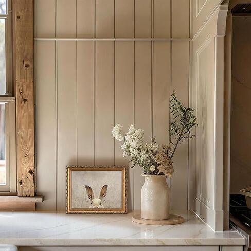 ASTRDECOR Gold Framed Wall Art - Vintage Easter Bunny Art Painting, Spring Rabbit Canvas Oil Painting Poster for Rustic Easter Décor, Kids Room, Nursery & Farmhouse Bedroom or Festive Spaces, 9x12inch in Kuwait