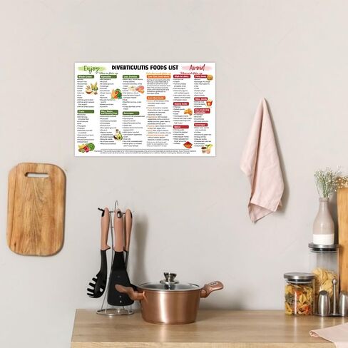 Diverticulitis Food List Poster, 12"x18", What to Eat, What to Avoid, Digestive Gut Health, Food Guide Grocery - Frame not Included in Saudi Arabia