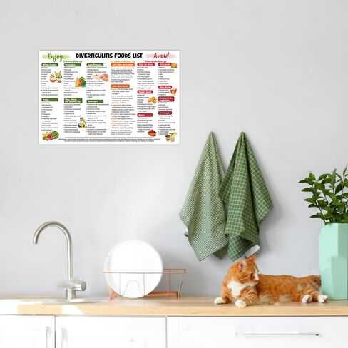 Diverticulitis Food List Poster, 12"x18", What to Eat, What to Avoid, Digestive Gut Health, Food Guide Grocery - Frame not Included in Saudi Arabia