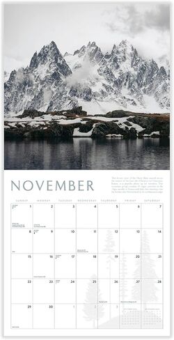 Mountains 2026 Calendar | 2026 Wall Calendar | Monthly Planner | Planner 2026-2027 | Marble City Press | 12" x 24" | Sustainable | Plastic Free | Printed on Thick Art Paper in Kuwait