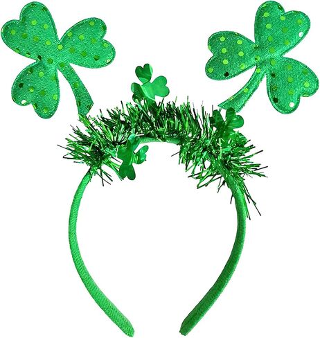 St Patricks Headbands for Women Green Clover Hair Bands with Sparkling Glitter Lucky Shamrock Head Bopper Irish Costume Accessories Parade Party Favors & Gift in Kuwait