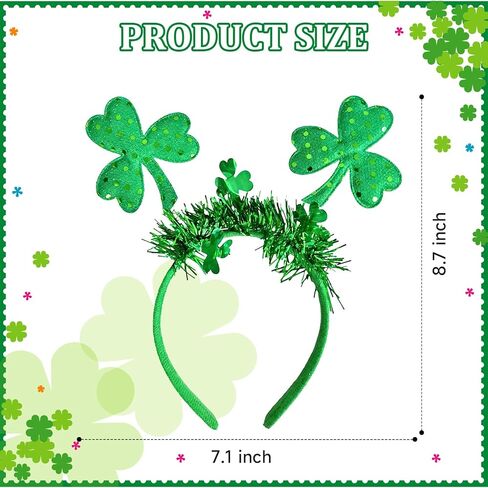 St Patricks Headbands for Women Green Clover Hair Bands with Sparkling Glitter Lucky Shamrock Head Bopper Irish Costume Accessories Parade Party Favors & Gift in Kuwait