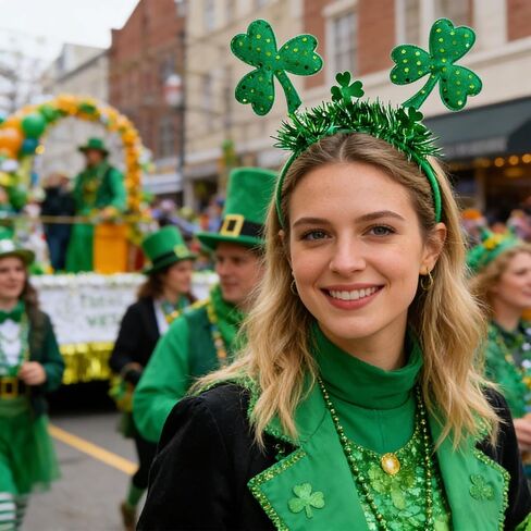 St Patricks Headbands for Women Green Clover Hair Bands with Sparkling Glitter Lucky Shamrock Head Bopper Irish Costume Accessories Parade Party Favors & Gift in Kuwait