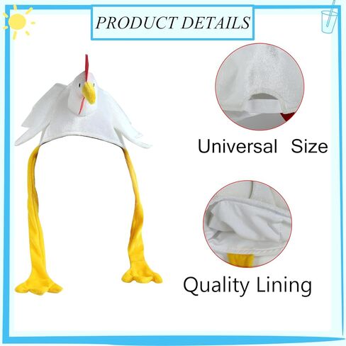 قبعة الدجاج - إكسسوارات أزياء مزرعة أنميال المبتكرة ثلاثية الأبعاد - مناسبة مريحة للبالغين - مثالية للحفلات ومناسبات المهرجانات التنكرية in Kuwait