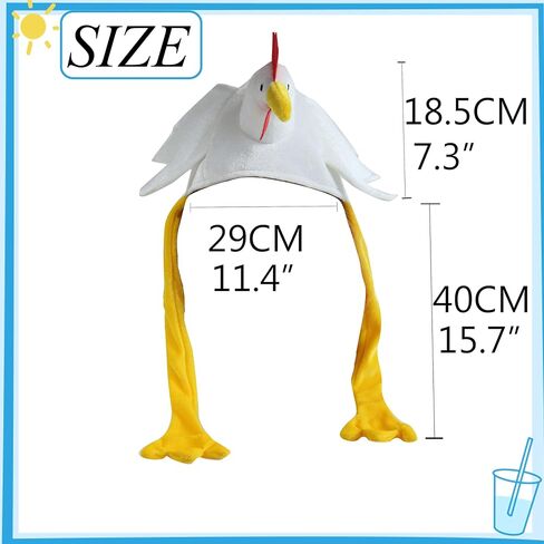 قبعة الدجاج - إكسسوارات أزياء مزرعة أنميال المبتكرة ثلاثية الأبعاد - مناسبة مريحة للبالغين - مثالية للحفلات ومناسبات المهرجانات التنكرية in Kuwait