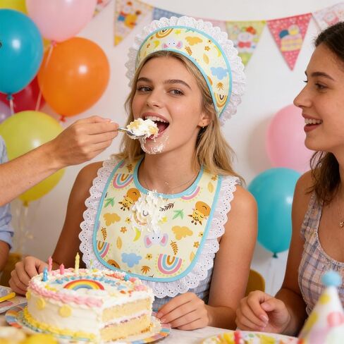 Simple polymer 2 Pcs Adult Costume Set Big Costume Bib and Bonnet for Halloween Party(Blue) in Kuwait