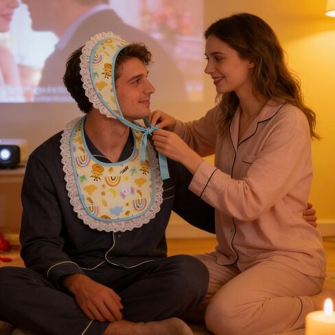 Simple polymer 2 Pcs Adult Costume Set Big Costume Bib and Bonnet for Halloween Party(Blue) in Kuwait