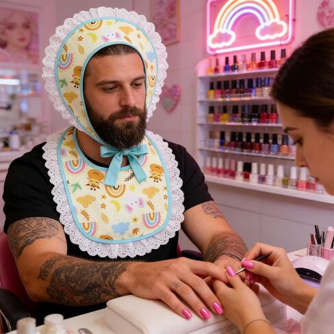 Simple polymer 2 Pcs Adult Costume Set Big Costume Bib and Bonnet for Halloween Party(Blue) in Kuwait