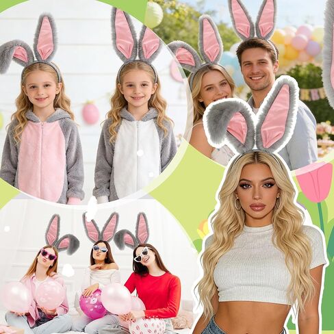 KHC-KHF Easter-Headband Bunny-Headbands Halloween Plush Rabbit Ear Costume Bunny Headband Tail Accessories Party Makeup Birthday Favors s Adult Headwear in Kuwait