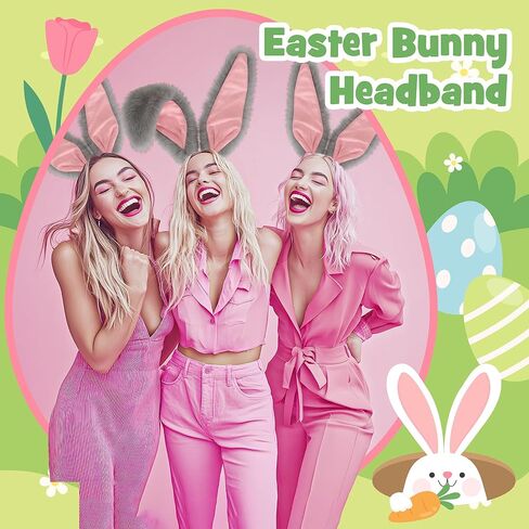KHC-KHF Easter-Headband Bunny-Headbands Halloween Plush Rabbit Ear Costume Bunny Headband Tail Accessories Party Makeup Birthday Favors s Adult Headwear in Kuwait