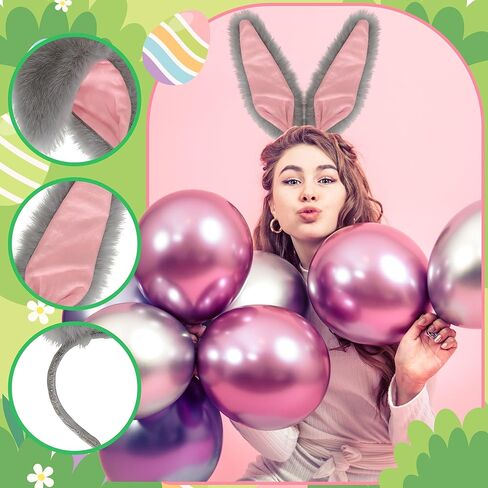 KHC-KHF Easter-Headband Bunny-Headbands Halloween Plush Rabbit Ear Costume Bunny Headband Tail Accessories Party Makeup Birthday Favors s Adult Headwear in Kuwait