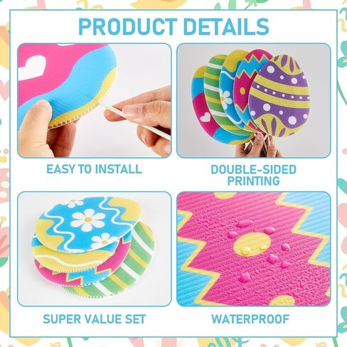 16 Pcs Large Easter Tree Decorations Egg Ornaments Cute Colored Egg Picks Ornaments Extra Large Pink Yellow Blue Easter Eggs Tree Picks Toppers for Home School Office Spring Party Vase Decor in Kuwait