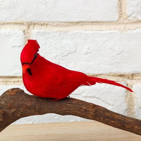 2Pcs Red Cardinals Birds for Christmas Clip-on Cardinal Feathered Artificial Bird with Decorations for Xmas Tree Ornaments Decor in Saudi Arabia