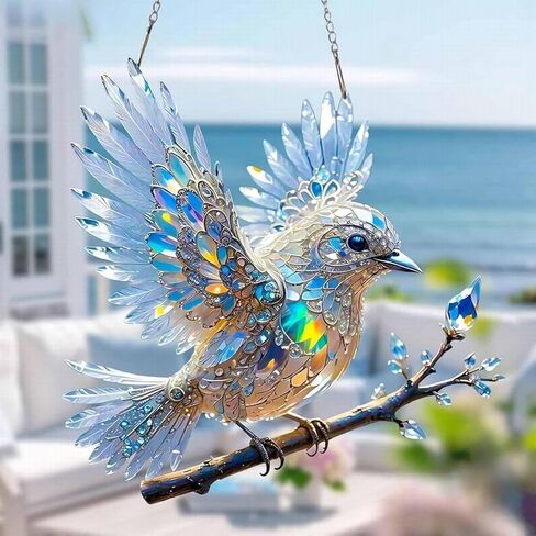 Stained Hummingbird Glass Window Hanging - for Home & Window, Ideal Gift for Bird Lovers, Family & Friends in Saudi Arabia