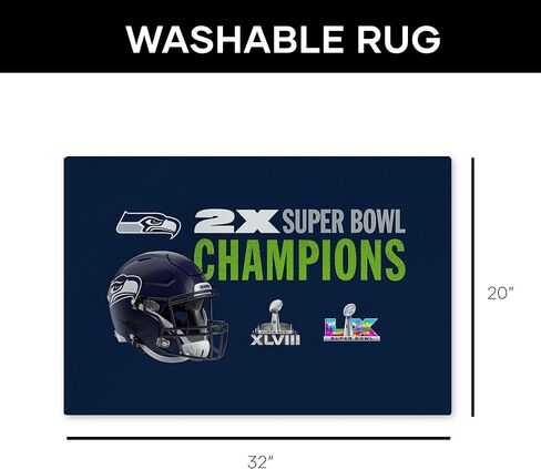 Northwest NFL Super Bowl 2026 Seattle Seahawks Champs Washable Rug, 20 x 32 in in Saudi Arabia