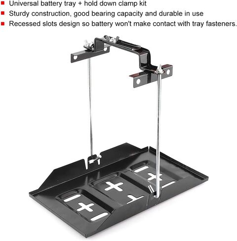 Rack Battery Car Mower Hold Down,Bolt In Battery Tray Clamps,Battery Tray 10X7,Automotive Battery Racks,Storage Battery Holder Tray Mount Hold Down Clamp Bracket Kit Car Accessory(27CM) in Saudi Arabia