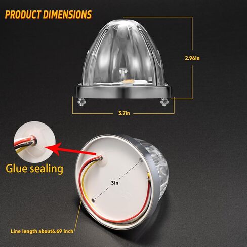 4Pcs Super Bright Watermelon LED Side Marker Clearance Turn Signal Tail Top Cap Roof Lights 12V-24V with Bracket for Kenworth Peterbilt Freightliner Trailer Truck Heavy-duty Truck Van, 3 LIGHT MODES in Saudi Arabia