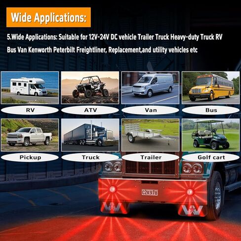 4Pcs Super Bright Watermelon LED Side Marker Clearance Turn Signal Tail Top Cap Roof Lights 12V-24V with Bracket for Kenworth Peterbilt Freightliner Trailer Truck Heavy-duty Truck Van, 3 LIGHT MODES in Saudi Arabia