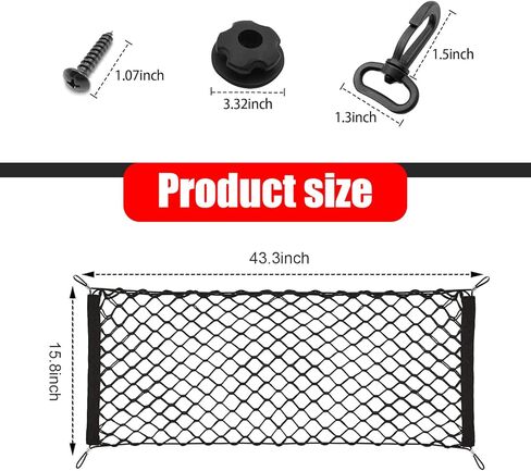 Car Rear Cargo Net, Double-Layer High Elastic Mesh Organizer, Stretchable Trunk Storage Net with Retaining Hooks, Portable Cargo Storage Accessory for Most Cars SUVs Trucks (Black) in Kuwait