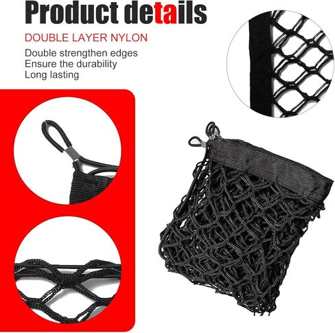 Car Rear Cargo Net, Double-Layer High Elastic Mesh Organizer, Stretchable Trunk Storage Net with Retaining Hooks, Portable Cargo Storage Accessory for Most Cars SUVs Trucks (Black) in Kuwait