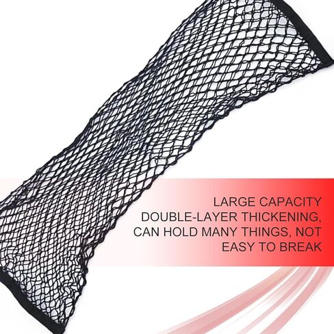 Car Rear Cargo Net, Double-Layer High Elastic Mesh Organizer, Stretchable Trunk Storage Net with Retaining Hooks, Portable Cargo Storage Accessory for Most Cars SUVs Trucks (Black) in Kuwait