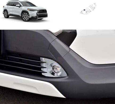 Front Fog Lights Covers Compatible with Toyota Corolla Cross 2026 2025-2022 Fog Lamp Frame Trim Car Accessories ABS 2PCS(Glossy Chrome Style) Not Fit for Hybrid Version in Kuwait