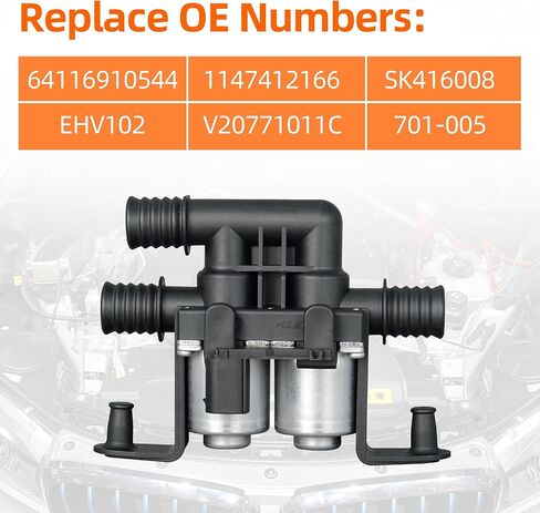64116910544 Coolant Water Control Valve Compatible with BMW X5 E53 E70 F15 2004-2013, X6 E71 F16 2008-2014 Heater Control Valve Replace OE 1147412166 EHV102 V20771011C in Kuwait