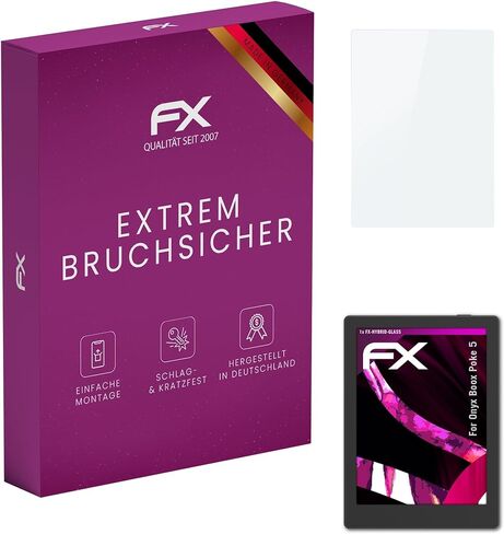 طبقة حماية زجاجية بلاستيكية من atFoliX متوافقة مع واقي زجاجي BOOX Poke 5، وواقي شاشة زجاجي 9H Hybrid-Glass FX من البلاستيك in Kuwait