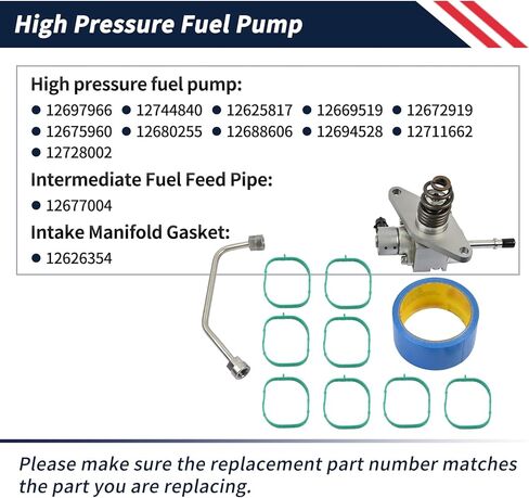 High Pressure Fuel Pump 12697966 Fit for Chevrolet GMC Cadillac Sierra Silverado 1500 Savana Express Tahoe Yukon Suburban Escalade 2014-2020 4.3L 5.3L 6.2L GDI Direct Injection Pump 12744840 in Kuwait