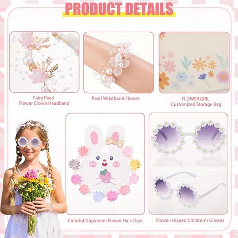 38Pcs Flower Girl Proposal Gift Set Including Flower Girl Bags Canvas Bag Glasses Headband Bracelet Diamond Pen Hair Accessories Scunchies Card For Wedding Engagement Bridal Shower Party in Saudi Arabia