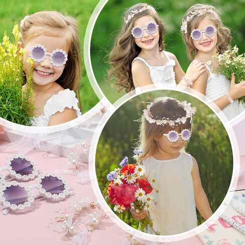 38Pcs Flower Girl Proposal Gift Set Including Flower Girl Bags Canvas Bag Glasses Headband Bracelet Diamond Pen Hair Accessories Scunchies Card For Wedding Engagement Bridal Shower Party in Saudi Arabia