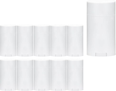 عبوات مزيل العرق بيضاء بأغطية سعة 2 أونصة من سمارت سوليوشنز - أنابيب ملتوية فارغة وقابلة لإعادة الملء لمزيل العرق والبلسم والعناية بالبشرة - بلاستيك خالٍ من مادة BPA، 10 عبوات in Kuwait