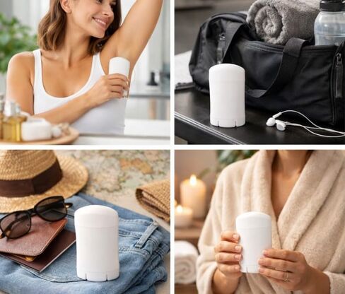 عبوات مزيل العرق بيضاء بأغطية سعة 2 أونصة من سمارت سوليوشنز - أنابيب ملتوية فارغة وقابلة لإعادة الملء لمزيل العرق والبلسم والعناية بالبشرة - بلاستيك خالٍ من مادة BPA، 10 عبوات in Kuwait