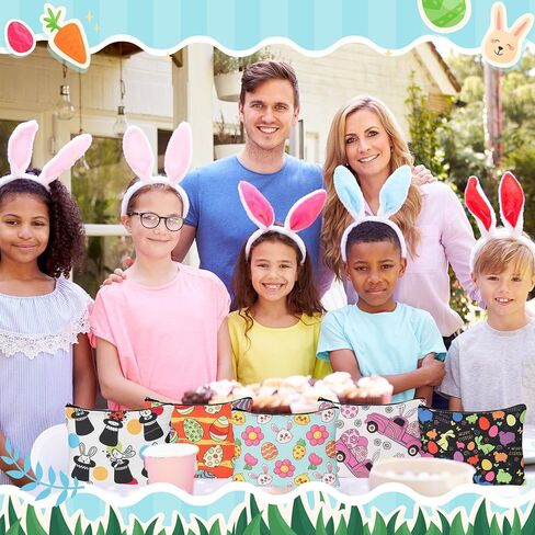 Abbylike 24 Pcs Easter Canvas Makeup Bags Bulk Cosmetic Bags Toiletry Storage Zipper Pouch Portable Travel Purse Toiletry Pocket Organizer for Easter Women Men Gifts in Kuwait