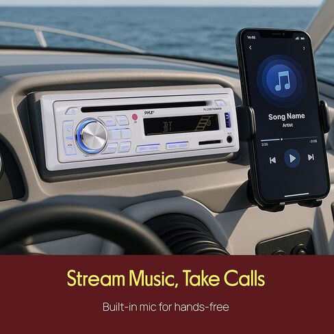 Pyle Marine Stereo Receiver Speaker Kit - In-Dash LCD Digital Console Built-in Bluetooth & Microphone 6.5" Waterproof Speakers (4) w/ MP3/USB/SD/AUX/FM Radio Reader & Remote Control -PLCDBT85MRW in Saudi Arabia