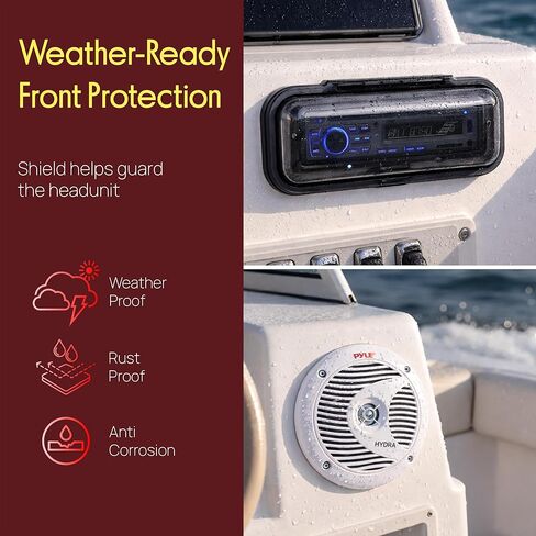 Pyle Marine Stereo Receiver Speaker Kit - In-Dash LCD Digital Console Built-in Bluetooth & Microphone 6.5" Waterproof Speakers (4) w/ MP3/USB/SD/AUX/FM Radio Reader & Remote Control -PLCDBT85MRW in Saudi Arabia