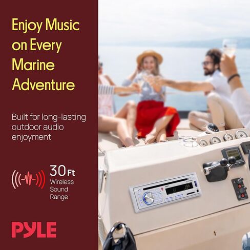 Pyle Marine Stereo Receiver Speaker Kit - In-Dash LCD Digital Console Built-in Bluetooth & Microphone 6.5" Waterproof Speakers (4) w/ MP3/USB/SD/AUX/FM Radio Reader & Remote Control -PLCDBT85MRW in Saudi Arabia